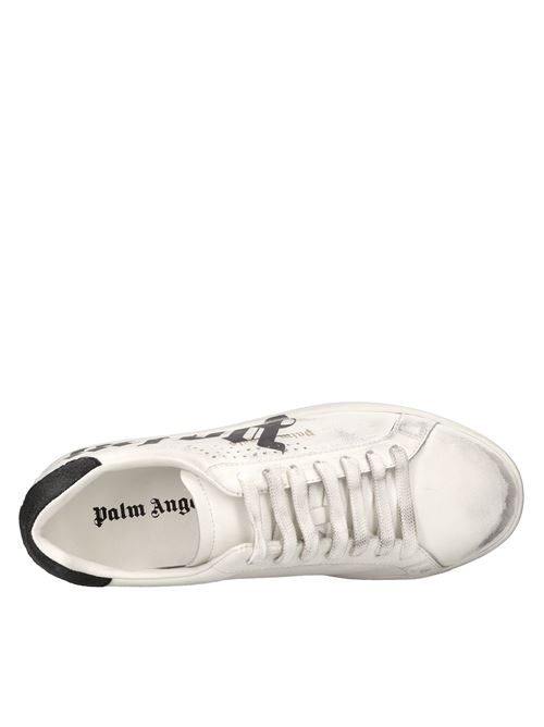 Leather and glitter sneakers. Internal upper in leather and fabric. Rubber outer sole. PALM ANGELS | PMIA056F22LEA0050110BIANCO-NERO